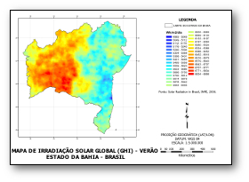 Mapa de Irradiacao Solar Global Horizontal (GHI) Diaria, Estado da Bahia